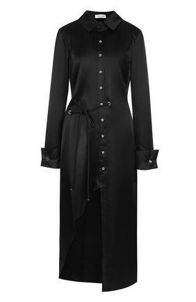 Женское черное шелковое платье-рубашка с высоким разрезом Mugler, арт. R0BER916339 купить в ЦУМ | Фото №1 Шелковое платье-рубашка с высоким разрезом Mugler черное | Фото №1