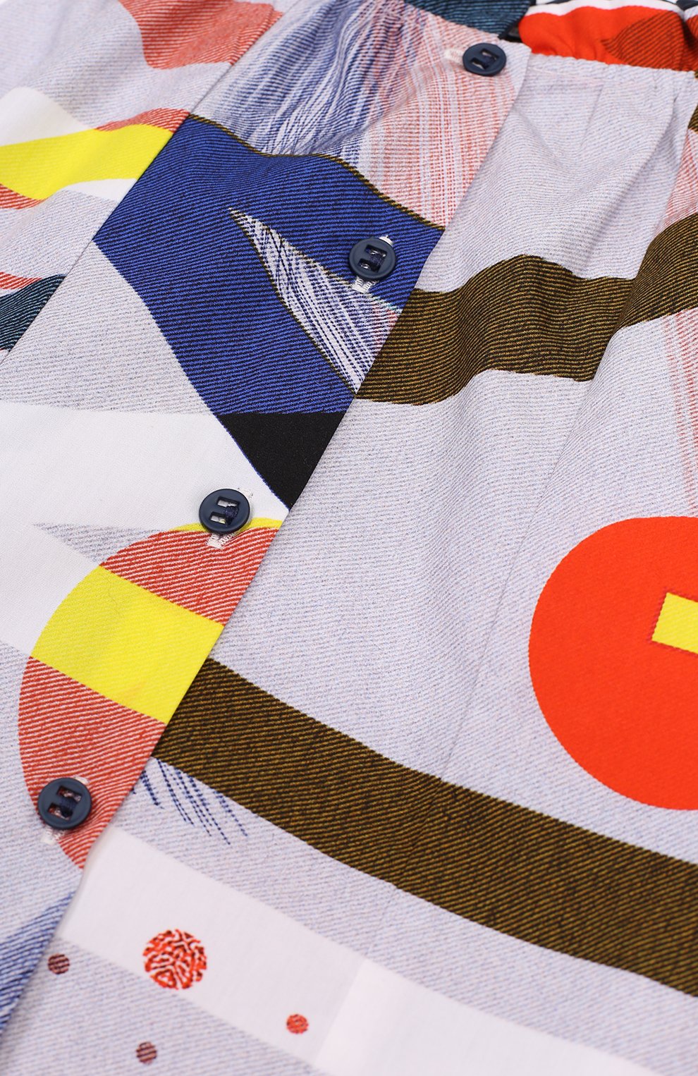 Детское хлопковая блуза с контрастным принтом и оборкой LEOCA разноцветного цвета, арт. 17FW/018C/2Y-6Y | Фото 3 (Рукава: Длинные, Короткие; Материал внешний: Хлопок; Статус проверки: Проверено, Проверена категория)