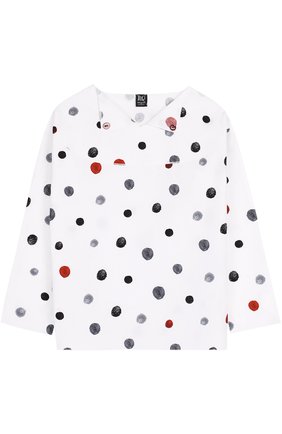 Детская хлопковая блуза с принтом Leoca белого цвета, арт. 17FW/020A/2Y-6Y в ЦУМ | Фото №1 Детская хлопковая блуза с принтом Leoca белого цвета | Фото №1