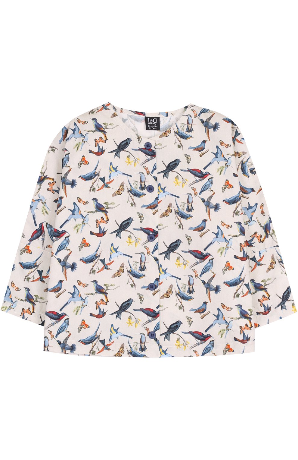 Детское хлопковая блуза прямого кроя с принтом LEOCA разноцветного цвета, арт. 17FW/022C/2Y-6Y | Фото 1 (Рукава: Длинные; Материал внешний: Хлопок; Статус проверки: Проверено, Проверена категория)