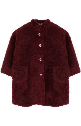 Пальто прямого кроя из шерсти и хопка Leoca бордового цвета, арт. 17FW/027C/8Y-14Y в ЦУМ | Фото №1 Пальто прямого кроя из шерсти и хопка Leoca бордового цвета | Фото №1