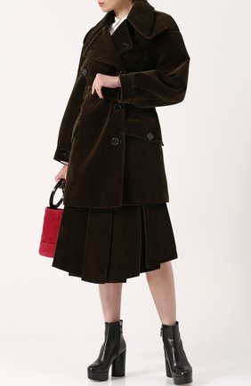 Женская хаки бархатная юбка-миди в складку Simone Rocha, арт. 3319/0140 купить в ЦУМ | Фото №1 Бархатная юбка-миди в складку Simone Rocha хаки | Фото №1