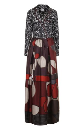 Женское разноцветное шелковое платье-макси с принтом sara roka, арт. KENJI L0NG/FW17-32 купить в ЦУМ | Фото №1 Шелковое платье-макси с принтом sara roka разноцветное | Фото №1