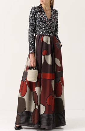 Женское разноцветное шелковое платье-макси с принтом sara roka, арт. KENJI L0NG/FW17-32 купить в ЦУМ | Фото №1 Шелковое платье-макси с принтом sara roka разноцветное | Фото №1