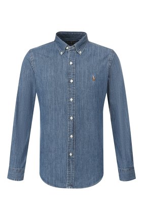 Мужская джинсовая рубашка POLO RALPH LAUREN синего цвета по цене 12450 руб., арт. 710548539 | Фото 1 Мужская джинсовая рубашка POLO RALPH LAUREN синего цвета, арт. 710548539 | Фото 1