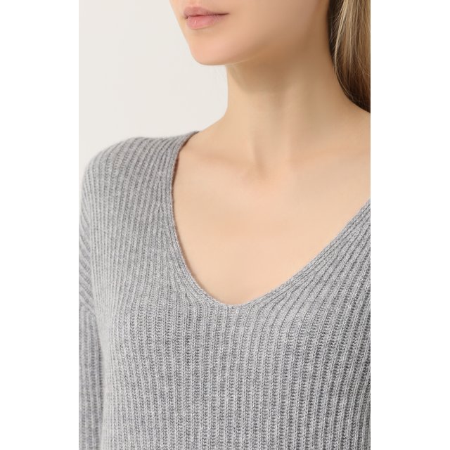 фото Кашемировый пуловер фактурной вязки с v-образным вырезом ftc