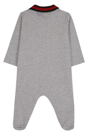 Детский хлопковая пижама с контрастным воротником GUCCI серого цвета, арт. 463264/X5B70 | Фото 2 (Статус проверки: Проверено, Проверена категория)