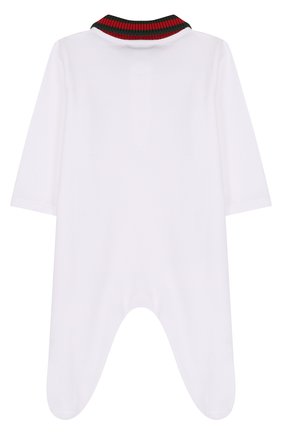 Детский хлопковая пижама с контрастным воротником GUCCI белого цвета, арт. 463264/X5B70 | Фото 2 (Статус проверки: Проверена категория; Ростовка одежда: 0 - 3 мес | 50 - 60 см, 3 мес | 62 см, 9 мес | 74 см)
