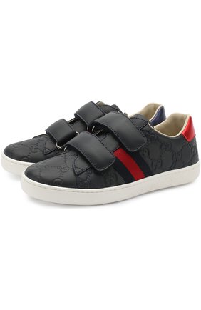 Детские кожаные кеды GUCCI темно-синего цвета по цене 23500 руб., арт. 455496/DF720 | Фото 1 Детские кожаные кеды GUCCI темно-синего цвета, арт. 455496/DF720 | Фото 1