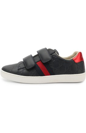 Детские кожаные кеды GUCCI темно-синего цвета по цене 23500 руб., арт. 455496/DF720 | Фото 2 Детские кожаные кеды GUCCI темно-синего цвета, арт. 455496/DF720 | Фото 2