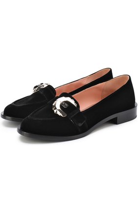 Женские черные бархатные лоферы с ремешком Rochas, арт. R029045/6042 купить в ЦУМ | Фото №1 Бархатные лоферы с ремешком Rochas черные | Фото №1