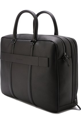Мужская черная кожаная сумка для ноутбука с плечевым ремнем Ermenegildo Zegna, арт. C1285D-T0E купить в ЦУМ | Фото №3 Кожаная сумка для ноутбука с плечевым ремнем Ermenegildo Zegna черная | Фото №3