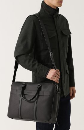 Мужская черная кожаная сумка для ноутбука с плечевым ремнем Ermenegildo Zegna, арт. C1285D-T0E купить в ЦУМ | Фото №5 Кожаная сумка для ноутбука с плечевым ремнем Ermenegildo Zegna черная | Фото №5