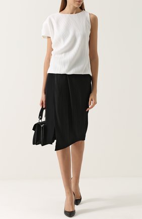 Женский белый плиссированный топ асимметричного кроя Mugler, арт. T0PST398826 купить в ЦУМ | Фото №1 Плиссированный топ асимметричного кроя Mugler белый | Фото №1
