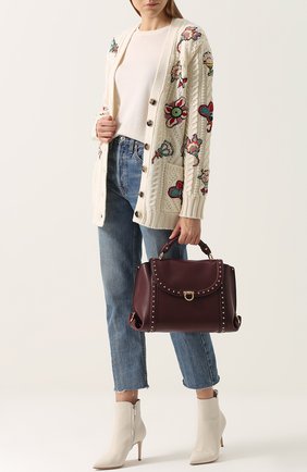 Женская бордовая сумка sofia с заклепками Salvatore Ferragamo, арт. 681061 купить в ЦУМ | Фото №1 Сумка Sofia с заклепками Salvatore Ferragamo бордовая | Фото №1