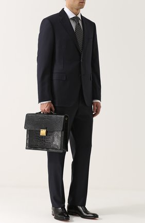 Мужской портфель из кожи аллигатора TOM FORD черного цвета по цене 1780000 руб., арт. H0278T/A12 | Фото 2 Мужской портфель из кожи аллигатора TOM FORD черного цвета, арт. H0278T/A12 | Фото 2