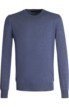 Мужской голубой джемпер из шерсти тонкой вязки TSUM Collection, арт. I17-R0UND NECK купить в ЦУМ | Фото №1 Джемпер из шерсти тонкой вязки TSUM Collection голубой | Фото №1