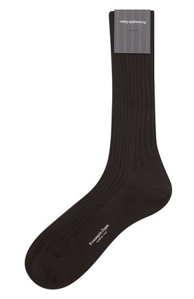 Мужские хлопковые носки ERMENEGILDO ZEGNA коричневого цвета, арт. N4V400010 | Фото 1 (Материал внешний: Хлопок; Кросс-КТ: бельё)