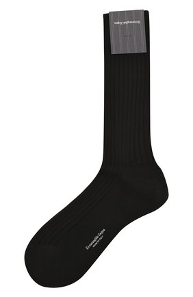 Мужские хлопковые носки ERMENEGILDO ZEGNA черного цвета, арт. N4V400010 | Фото 1 (Материал внешний: Хлопок; Кросс-КТ: бельё)