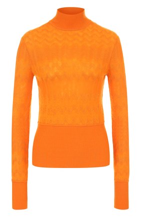 Женская оранжевая облегающая вязаная водолазка Missoni, арт. I17.MD.208025 купить в ЦУМ | Фото №1 Облегающая вязаная водолазка Missoni оранжевая | Фото №1