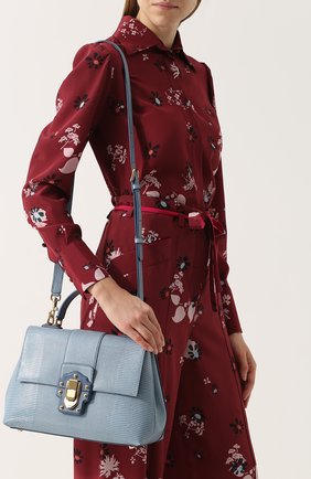 Женская сумка lucia из тисненой кожи DOLCE & GABBANA голубая цвета, арт. 0116/BB6322/A1095 купить в ЦУМ | Фото №5 Сумка Lucia из тисненой кожи Dolce & Gabbana голубая цвета | Фото №5