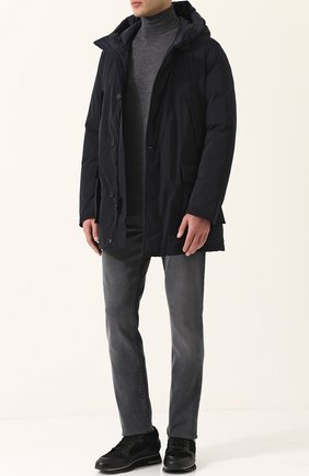 Мужская темно-синяя пуховая парка на молнии с капюшоном Woolrich, арт. W0CPS2595/CF40 купить в ЦУМ | Фото №1 Пуховая парка на молнии с капюшоном Woolrich темно-синяя | Фото №1