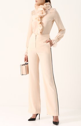 Женские бежевые брюки прямого кроя с контрастными лампасами Lanvin, арт. RW-TR519S-3422-H17 купить в ЦУМ | Фото №1 Брюки прямого кроя с контрастными лампасами Lanvin бежевые | Фото №1