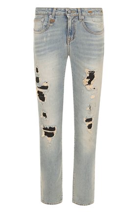 Женские голубые джинсы-скинни с потертостями R13, арт. R13W0005-328 купить в ЦУМ | Фото №1 Джинсы-скинни с потертостями R13 голубые | Фото №1
