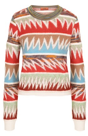 Женский разноцветный вязаный пуловер с круглым вырезом Missoni, арт. I17.MD.208610 купить в ЦУМ | Фото №1 Вязаный пуловер с круглым вырезом Missoni разноцветный | Фото №1