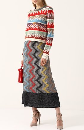 Женский разноцветный вязаный пуловер с круглым вырезом Missoni, арт. I17.MD.208610 купить в ЦУМ | Фото №1 Вязаный пуловер с круглым вырезом Missoni разноцветный | Фото №1