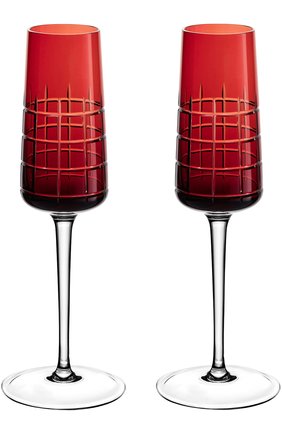 Набор из двух фужеров для шампанского graphik CHRISTOFLE красного цвета, арт. 07946110 | Фото 1 (Статус проверки: Проверена категория; Интерьер_коллекция: Graphik (Crystal); Ограничения доставки: fragile-2)