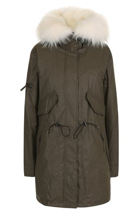 Женская хаки хлопковая парка с подстежкой из меха лисы Sam, арт. XW7144CHV купить в ЦУМ | Фото №1 Хлопковая парка с подстежкой из меха лисы Sam хаки | Фото №1