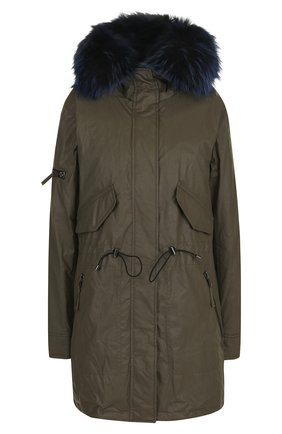 Женская хаки хлопковая парка с подстежкой из меха лисы Sam, арт. XW7144CHV купить в ЦУМ | Фото №1 Хлопковая парка с подстежкой из меха лисы Sam хаки | Фото №1