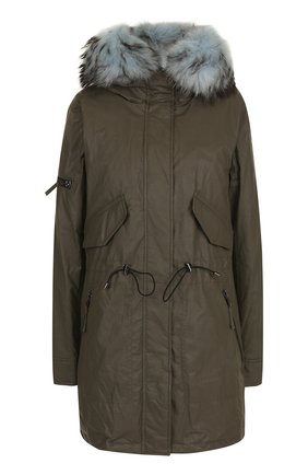 Женская хаки хлопковая парка с подстежкой из меха лисы Sam, арт. XW7144CHV купить в ЦУМ | Фото №1 Хлопковая парка с подстежкой из меха лисы Sam хаки | Фото №1