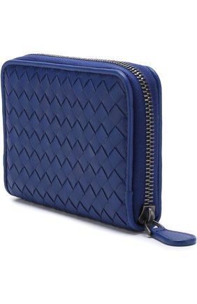 Женские кожаное портмоне с плетением intrecciato на молнии BOTTEGA VENETA синего цвета по цене 47150 руб., арт. 464850/V001N | Фото 2 Женские кожаное портмоне с плетением intrecciato на молнии BOTTEGA VENETA синего цвета, арт. 464850/V001N | Фото 2