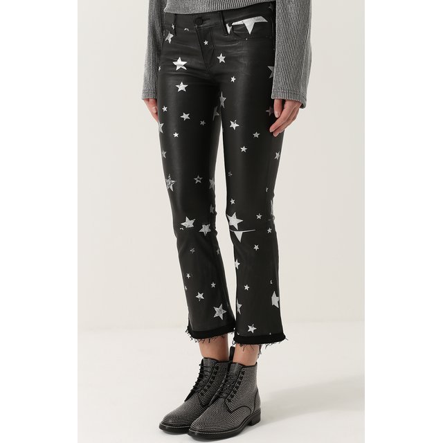 фото Укороченные кожаные брюки с принтом в виде звезд rta