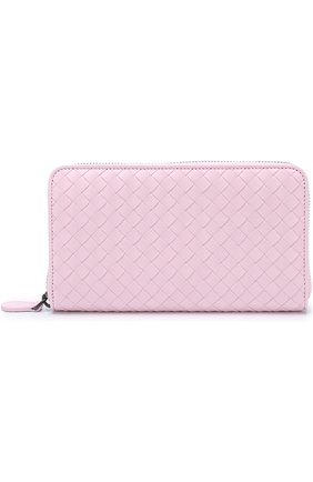 Кожаный кошелек на молнии с плетением intrecciato Bottega Veneta, розового цвета, арт. 275064/V001N в ЦУМ | Фото №1 Кожаный кошелек на молнии с плетением intrecciato Bottega Veneta розового цвета | Фото №1