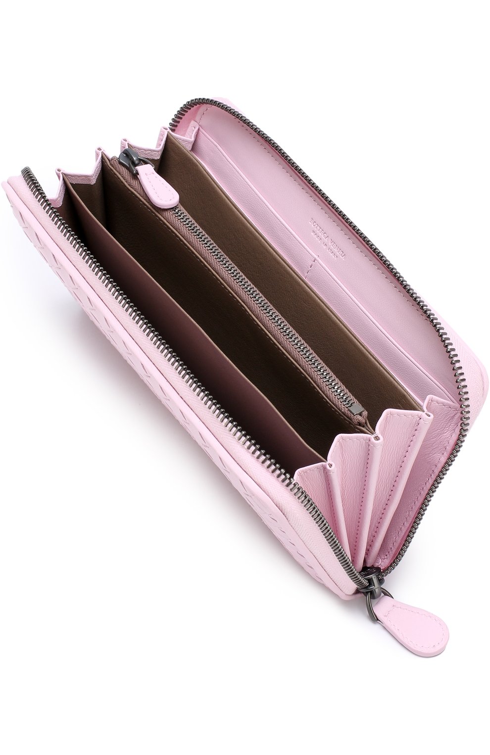 Кожаный кошелек на молнии с плетением intrecciato Bottega Veneta, розового цвета, арт. 275064/V001N в ЦУМ | Фото №3 Кожаный кошелек на молнии с плетением intrecciato Bottega Veneta розового цвета | Фото №3