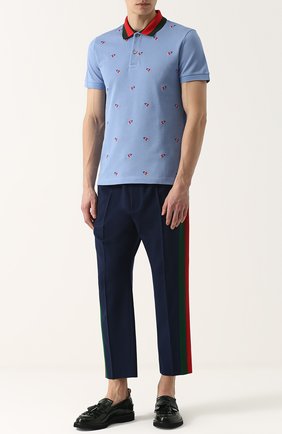 Мужской шерстяные брюки GUCCI темно-синего цвета по цене 65500 руб., арт. 493714/Z6903 | Фото 2 Мужской шерстяные брюки GUCCI темно-синего цвета, арт. 493714/Z6903 | Фото 2