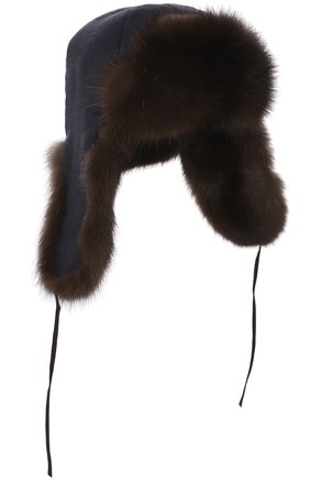 Мужская шапка-ушанка из шерсти викуньи с меховой подкладкой ANDREA CAMPAGNA коричневого цвета, арт. 0216112610005100003 | Фото 1 (Материал: Шерсть, Текстиль)