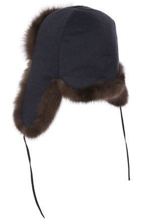 Мужская шапка-ушанка из шерсти викуньи с меховой подкладкой ANDREA CAMPAGNA коричневого цвета, арт. 0216112610005100003 | Фото 2 (Материал: Шерсть, Текстиль)