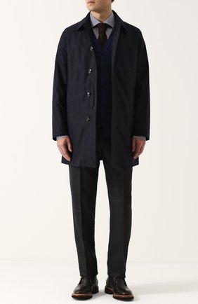Мужской шерстяное пальто на молнии прямого силуэта KITON темно-синего цвета, арт. UW0125A/3N73 | Фото 2 (Рукава: Длинные; Материал внешний: Шерсть, Синтетический материал; Мужское Кросс-КТ: Верхняя одежда, пальто-верхняя одежда; Стили: Классический; Длина (верхняя одежда): До середины бедра)