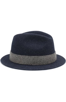 Мужская фетровая шляпа с лентой LORO PIANA темно-синего цвета, арт. FAG3843 | Фото 1 (Материал: Шерсть, Текстиль)