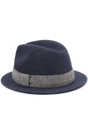Мужская фетровая шляпа с лентой LORO PIANA темно-синего цвета, арт. FAG3843 | Фото 2 (Материал: Шерсть, Текстиль)