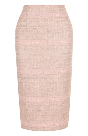 Женская твидовая юбка-карандаш с разрезом ST. JOHN розового цвета, арт. K72P001 | Фото 1 (Материал внешний: Вискоза; Длина Ж (юбки, платья, шорты): Миди; Статус проверки: Проверено, Проверена категория)