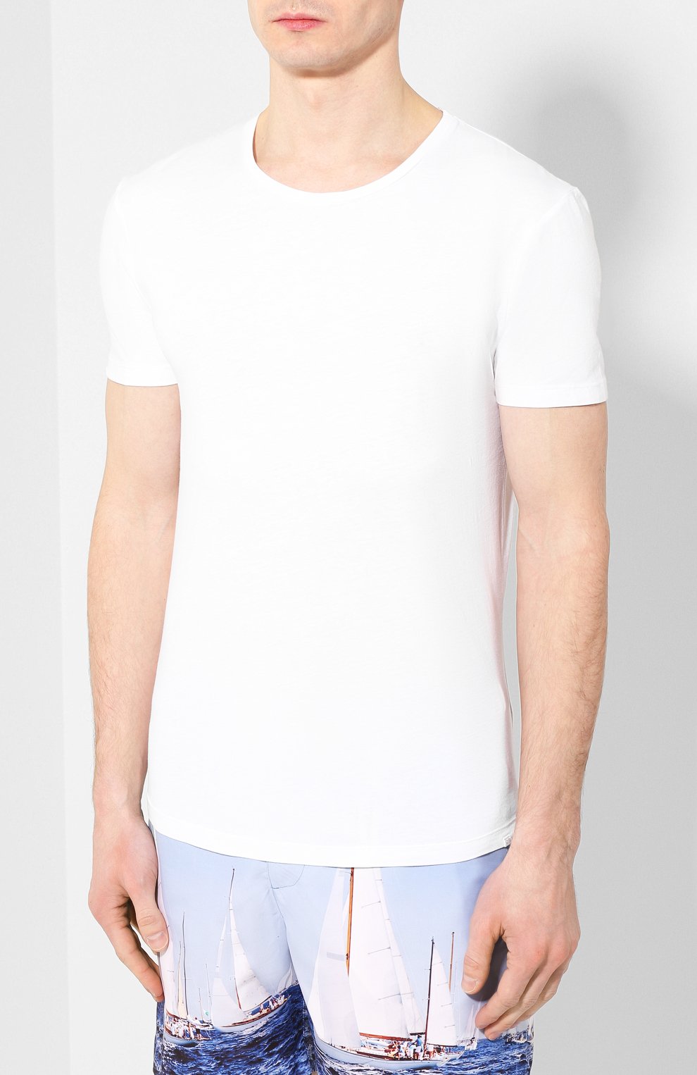 Мужская хлопковая футболка ORLEBAR BROWN белого цвета, арт. 259516 | Фото 3 (Кросс-КТ: домашняя одежда; Рукава: Короткие; Длина (для топов): Стандартные; Материал внешний: Хлопок; Мужское Кросс-КТ: Футболка-белье)