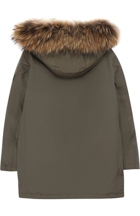 Парка с меховой отделкой на капюшоне Woolrich хаки цвета, арт. WKCPS1992/CN03/4-6 в ЦУМ | Фото №1 Парка с меховой отделкой на капюшоне Woolrich хаки цвета | Фото №1