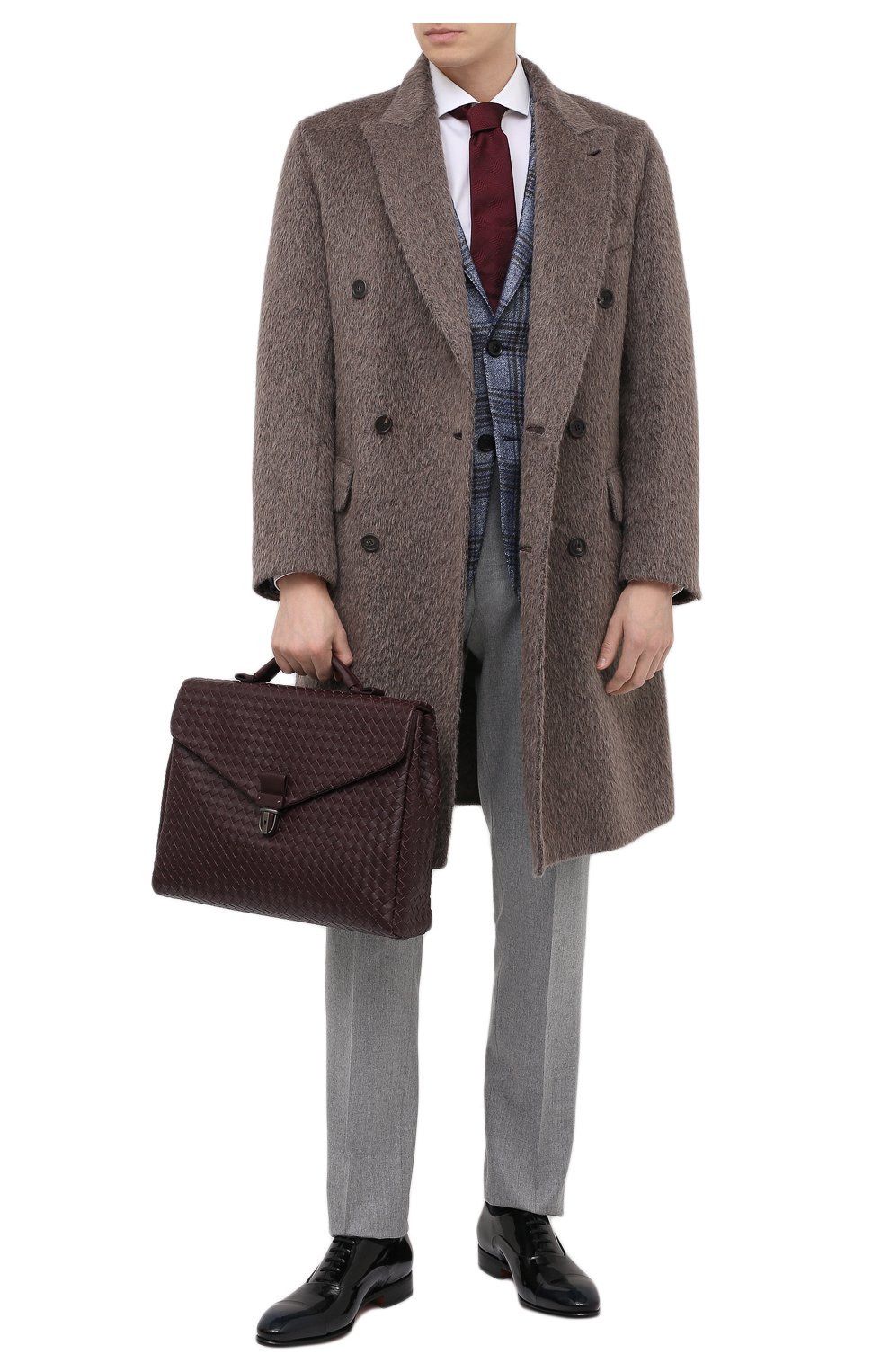 Мужской бордовый кожаный портфель с плетением intrecciato Bottega Veneta, арт. 113095/V4651 купить в ЦУМ | Фото №2 Кожаный портфель с плетением intrecciato Bottega Veneta бордовый | Фото №2