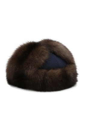 Мужская кашемировая шапка alaskan с меховой отделкой LORO PIANA темно-синего цвета по цене 662500 руб., арт. FAG4600 | Фото 2 Мужская кашемировая шапка alaskan с меховой отделкой LORO PIANA темно-синего цвета, арт. FAG4600 | Фото 2