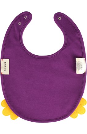 Детский нагрудник с ярким принтом GUCCI фиолетового цвета, арт. 480636/3K568 | Фото 2 (Материал: Текстиль, Хлопок)